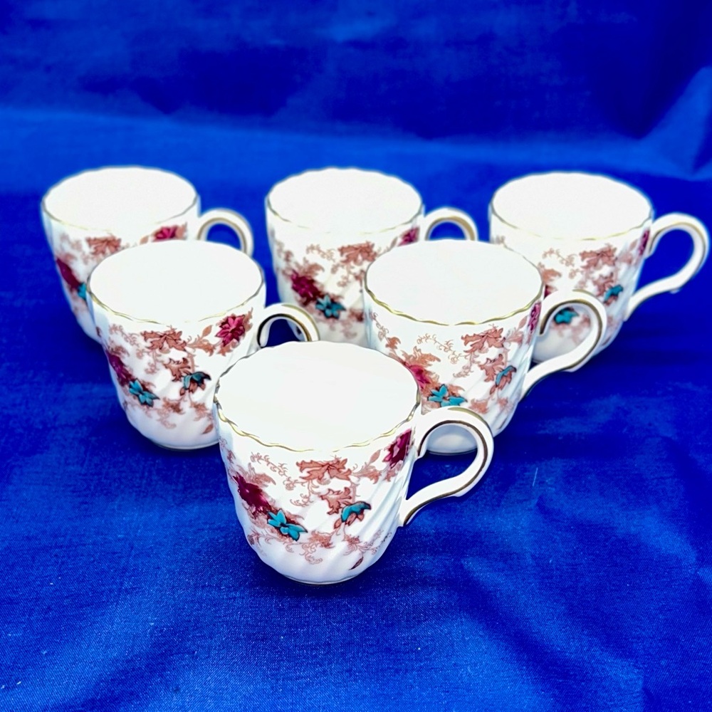 6 Minton Ancestral Bone China England Demitasse Cups ONLY Collectible